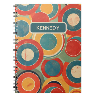 Carnet Cercles rétro Motif Rouge Jaune Turquoise 1960