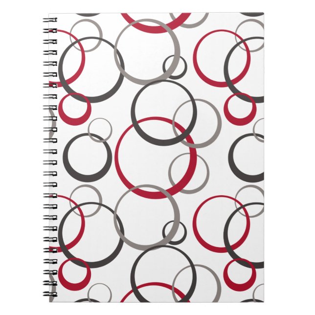 Carnet Cercles rouges gris blanc (Devant)