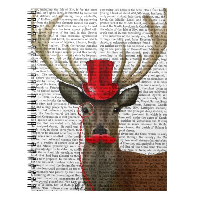 Carnet Cerf avec chapeau rouge et moustache (Devant)