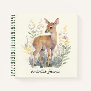 Carnet Cerf de bébé mignon personnalisé dans la nature
