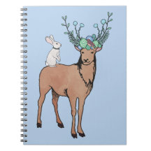 Cerfs communs et lapin