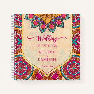Carnet Cerise mandala rangoli mariage nom personnalisé n