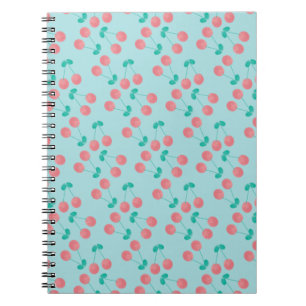 Carnet Cerises aquarelle peintes à la main rose sarcelle 