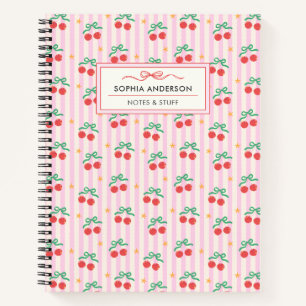 Carnet Cerises Coquettes Féminines Mignonnes à Rayures Pe