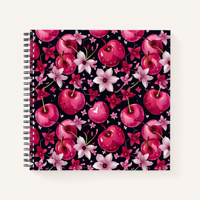 Carnet Cerises et fleurs (Devant)
