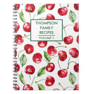 Carnet Cerises peintes à la main Recette personnalisée