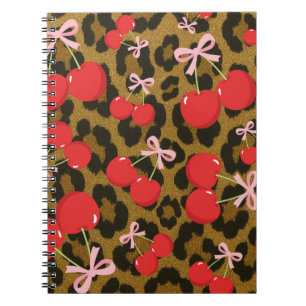 Carnet Cerises Rouges avec Nœuds Roses Imprimé Coquette L