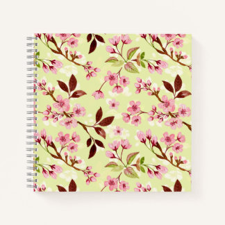 Carnet Cerisier Fleurs Jaune Vert Arrière - plan