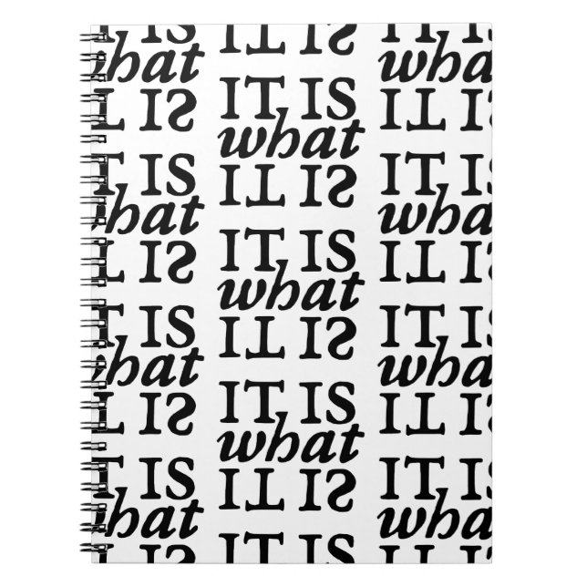 Carnet "C'est ce qu'il est" Typographie noir et blanc (Devant)