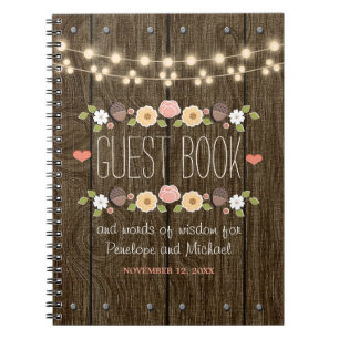 Carnet Chaîne de lumière blanche Rustique Mariage de auto