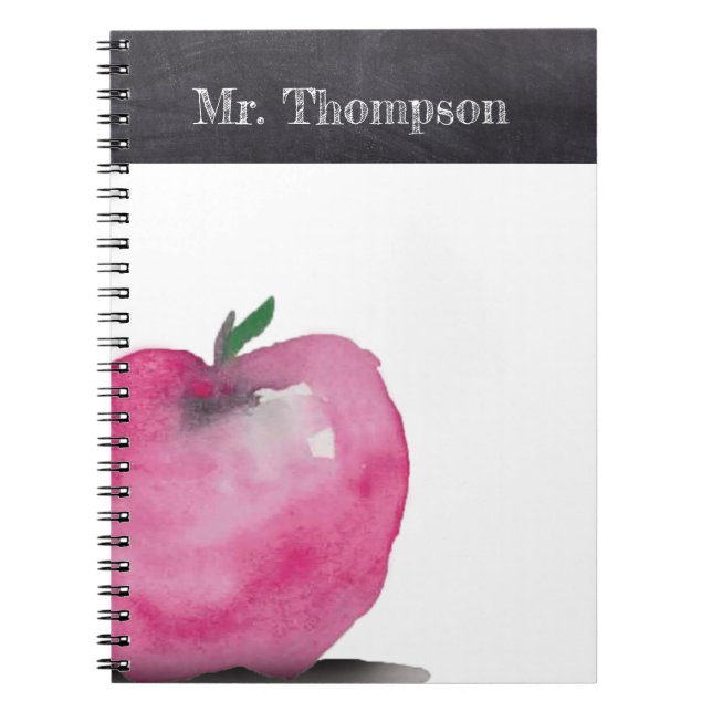 Carnet Chalk Personnalisé Aquarelle Apple Enseignant Pers (Devant)