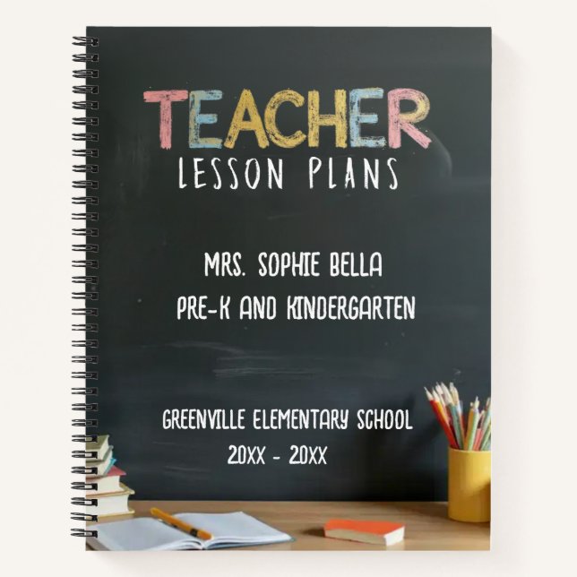 Carnet Chalkboard-Style Teacher Lesson Planner (Devant)