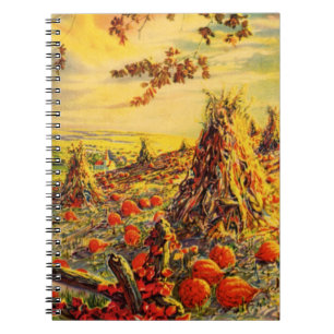 Carnet Champ de citrouilles vintage Halloween avec meules