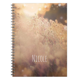 Carnet Champ de fleurs rustique campagne coucher de solei