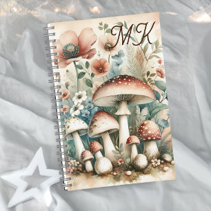 Carnet Champignons et Fleurs Monogrammés de Style Cottage