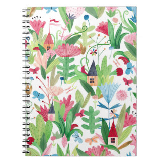 Carnet Champs floraux : Aquarelle Maisons Motif