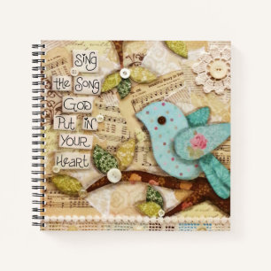 Carnet Chanson dans votre coeur Oiseau personnalisé Noteb