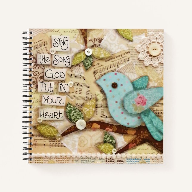 Carnet Chanson dans votre coeur Oiseau personnalisé Noteb (Devant)