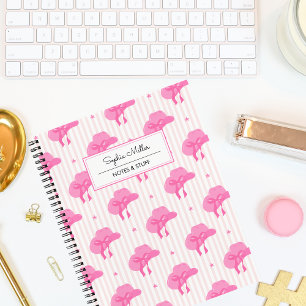 Carnet Chapeau de cowgirl coquette rose rétro avec monogr