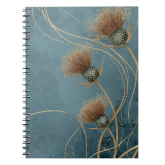 Carnet Chardon Doré Bleu Canard Texture Élégance
