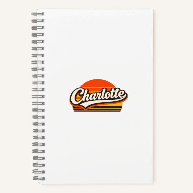 Carnet Charlotte Retro Sunset Personalized Name Design (Recto)