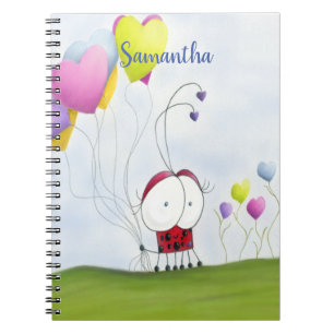 Carnet Charmante coccinelle aux ballons colorés
