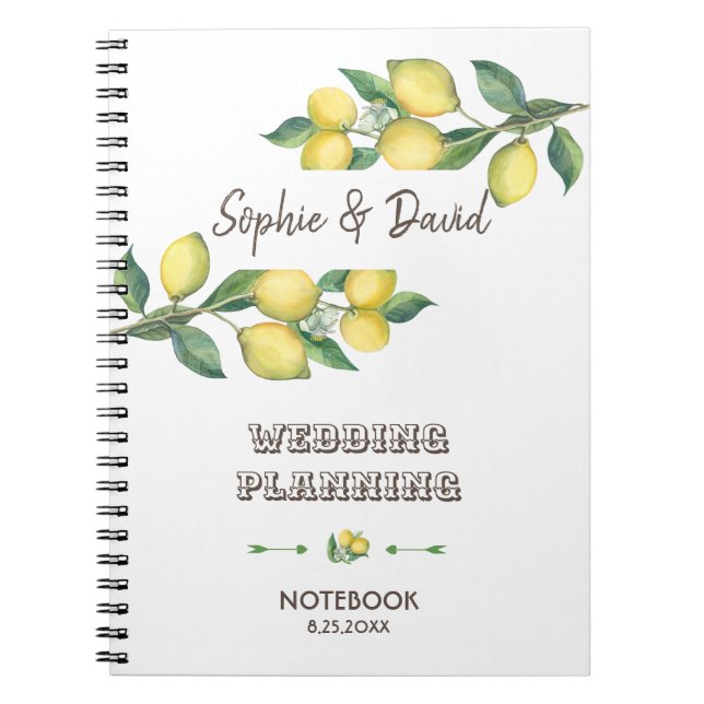 Carnet Charme Aquarelle Citron Wedding planner tropical (Devant)