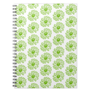 Carnet Chartreuse Green Daisy Print, Hippie Flower Print