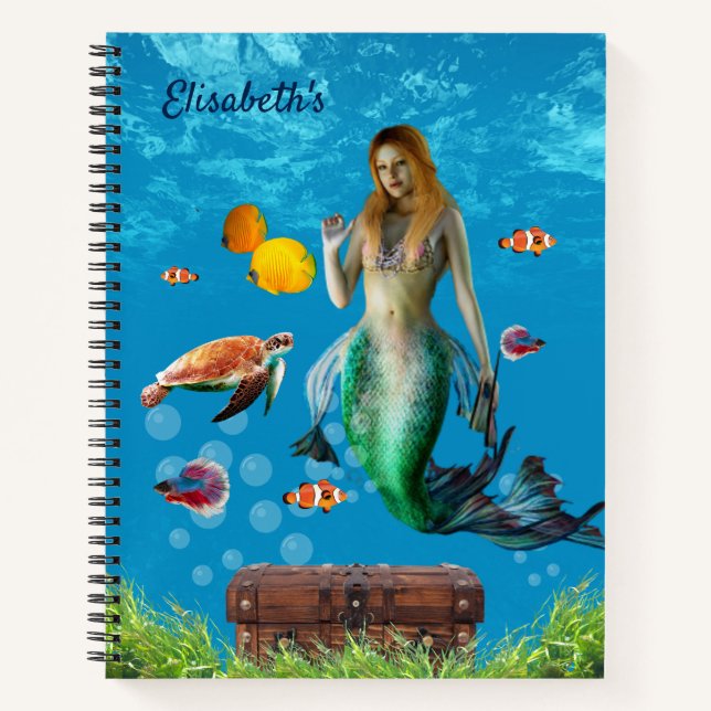 Carnet Chasse au trésor sous-marin Sirène Imaginaire bleu (Devant)
