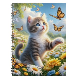 Carnet Chasse aux papillons Kitten dans le jardin des fle
