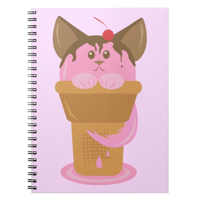 Carnet Chat à crème glacée fraise (Devant)