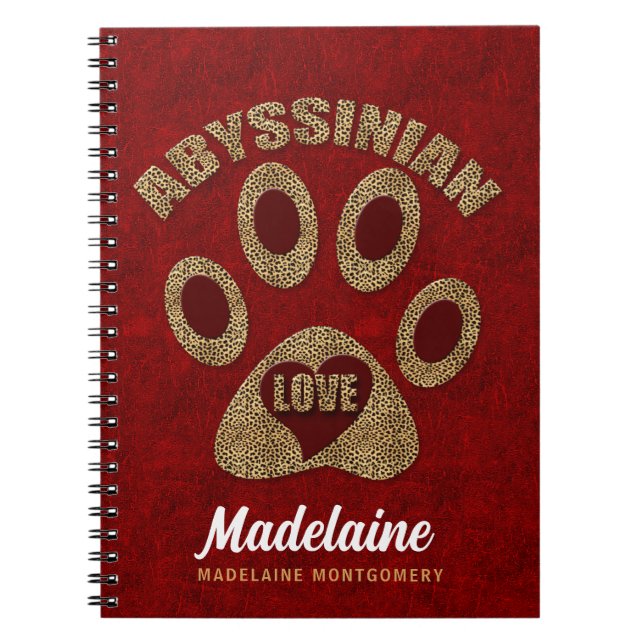 Carnet Chat Abyssinian race Custom Red Cheetah (Devant)