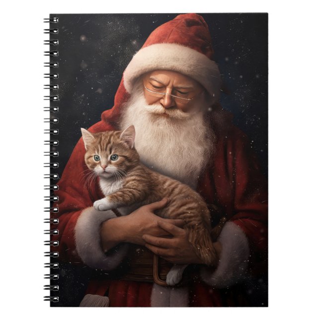 Carnet Chat abyssinien avec Noël Festif du Père Noël (Devant)