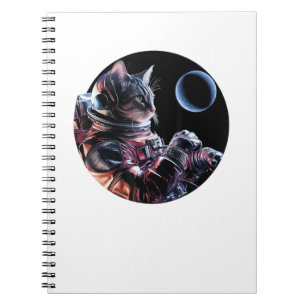 Carnet Chat astronaute avec planète