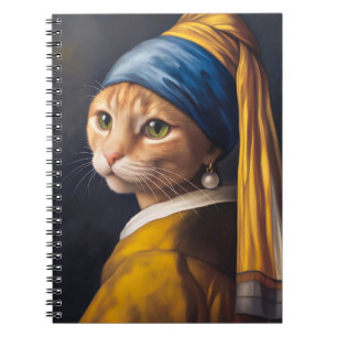Carnet Chat avec une oreille de perle Funny Vermeer Par