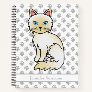 Carnet Chat Birman / Ragdoll crème pointe & Texte personn