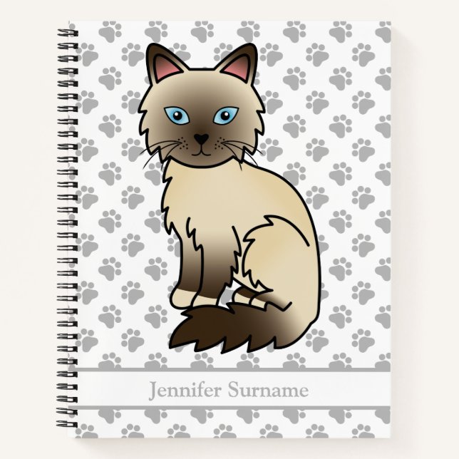 Carnet Chat Birman / Ragdoll pointe chocolat & Texte pers (Devant)