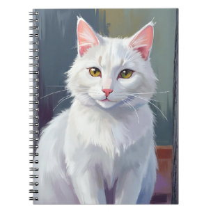 Carnet Chat Blanc   Peinture d'Animal de Compagnie Chat à