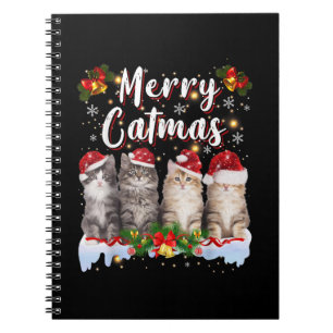 Carnet Chat Chapeau de Noël Santa Drôle Merry Catmas