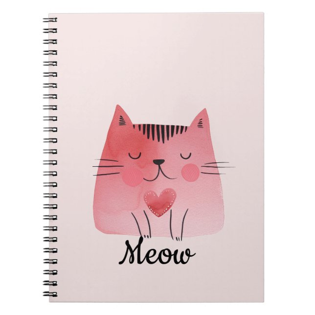 Carnet Chat Coeur rose Fille (Devant)