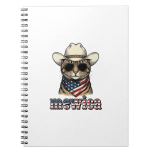 Carnet Chat Cowboy Patriotique Mewica Design Vector Vinta