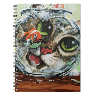 Carnet Chat Curieux & Poisson Rouge Prudent