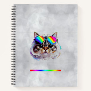 Carnet Chat dans une perruque + Lunettes de soleil (Peint