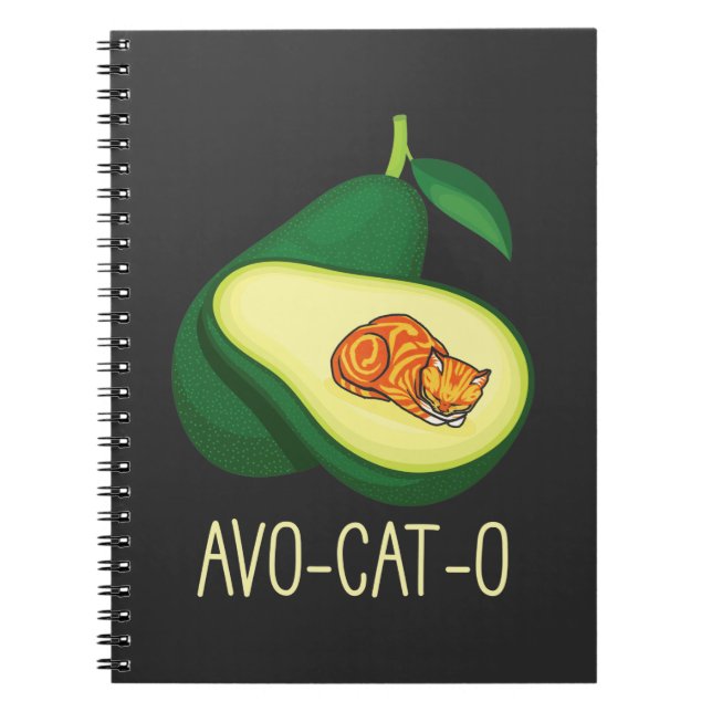 Carnet Chat de couchage Avocado Cute Vegetty Animal Pun (Devant)