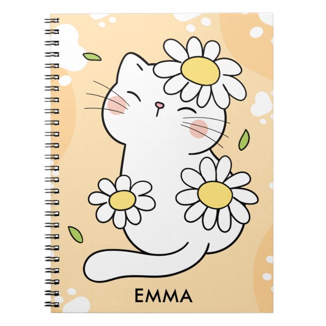Carnet Chat de dessin animé personnalisé Daisy mignon (Devant)