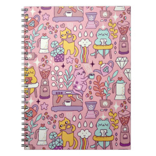 Carnet Chat De Dessin S'Amuse Sur Rose