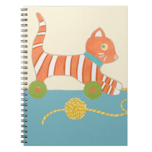 Carnet Chat de jouet rayé avec balle de chaîne
