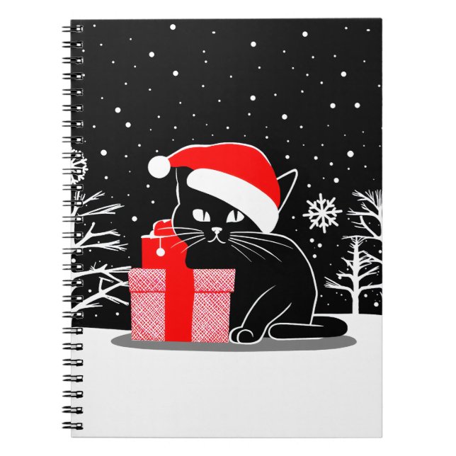 Carnet Chat de Noël noir (Devant)