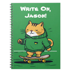 Carnet Chat De Patinage Sympa Sur Skateboard