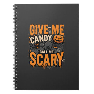 Carnet Chat effrayant Halloween donne-moi des bonbons